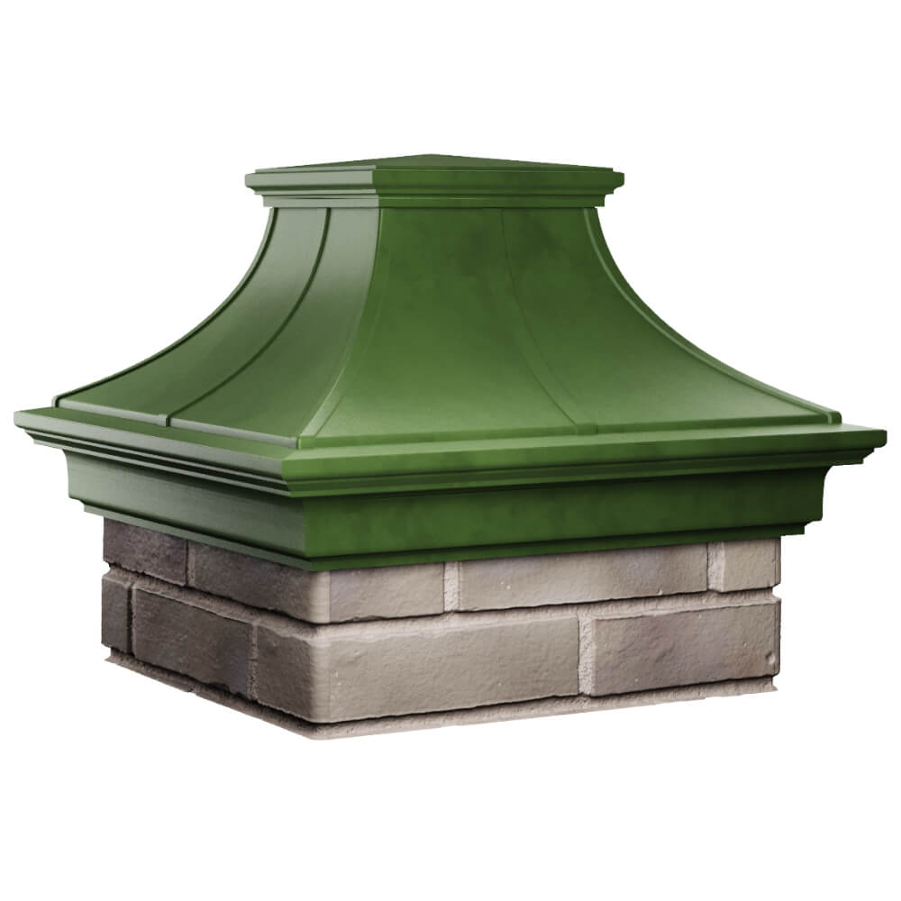 Колпак Zking Монблан Премиум Зеленый на столб 1.5х1.5 кирпича (385х385мм) в Тюмени фото