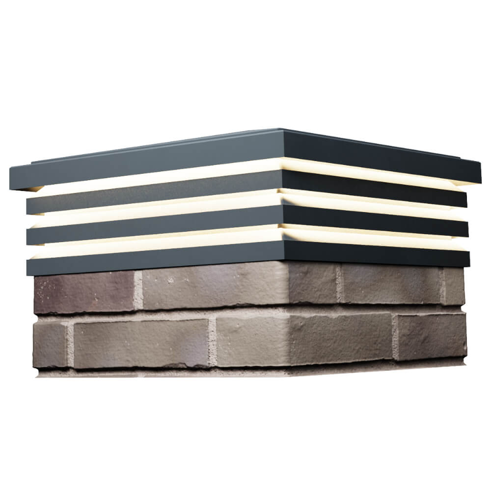 Колпак Zking Бона ХайТек Серый на столб 1.5х1.5 кирпича (385х385мм) с подсветкой в Тюмени фото