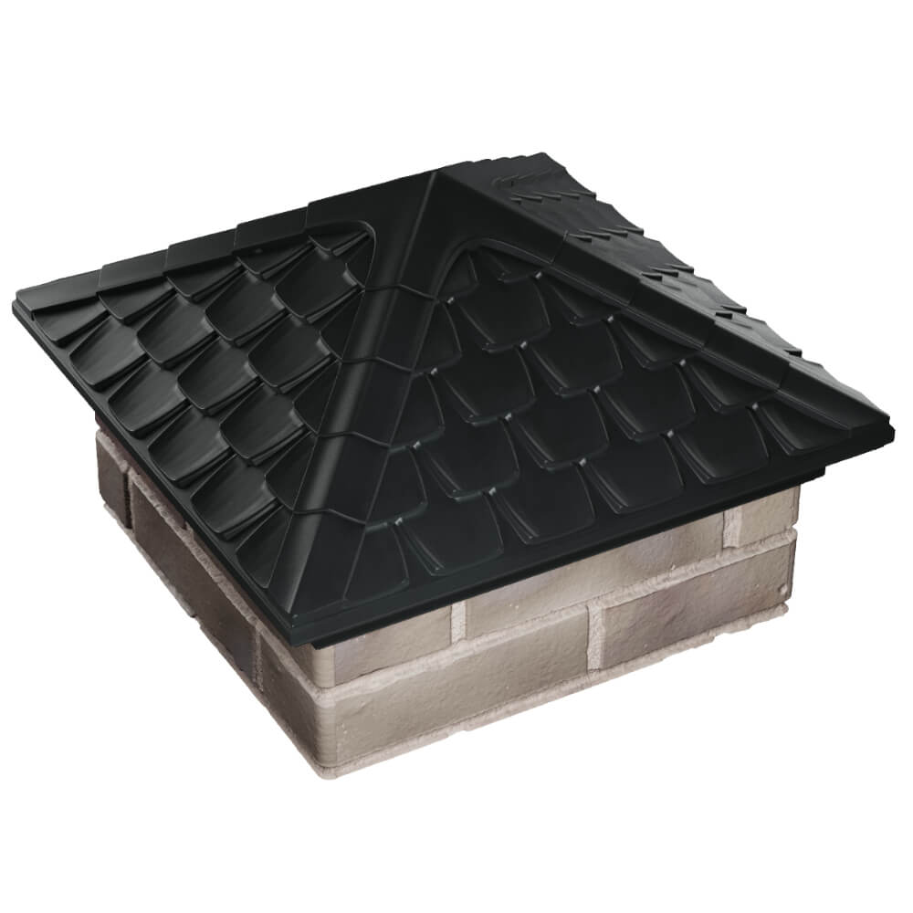 Колпак Zking Эльбрус Черный на столб 1.5х1.5 кирпича (385х385мм) в Тюмени фото