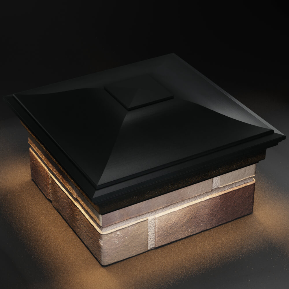 Колпак Zking Монблан Черный на столб 1.5х1.5 кирпича (385х385мм) с подсветкой в Тюмени фото