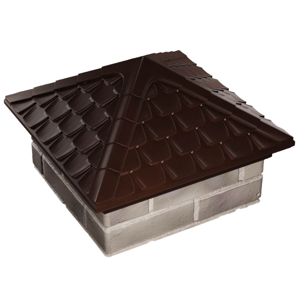 Колпак Zking Эльбрус Коричневый на столб 1.5х1.5 кирпича (385х385мм) в Тюмени фото