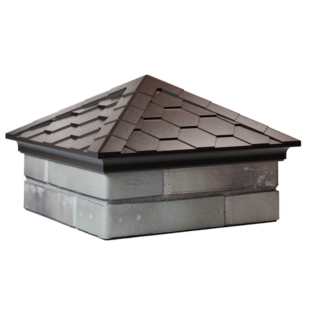 Колпак Zking Эверест Коричневый на столб 1.5х1.5 кирпича (390х390мм) в Тюмени фото