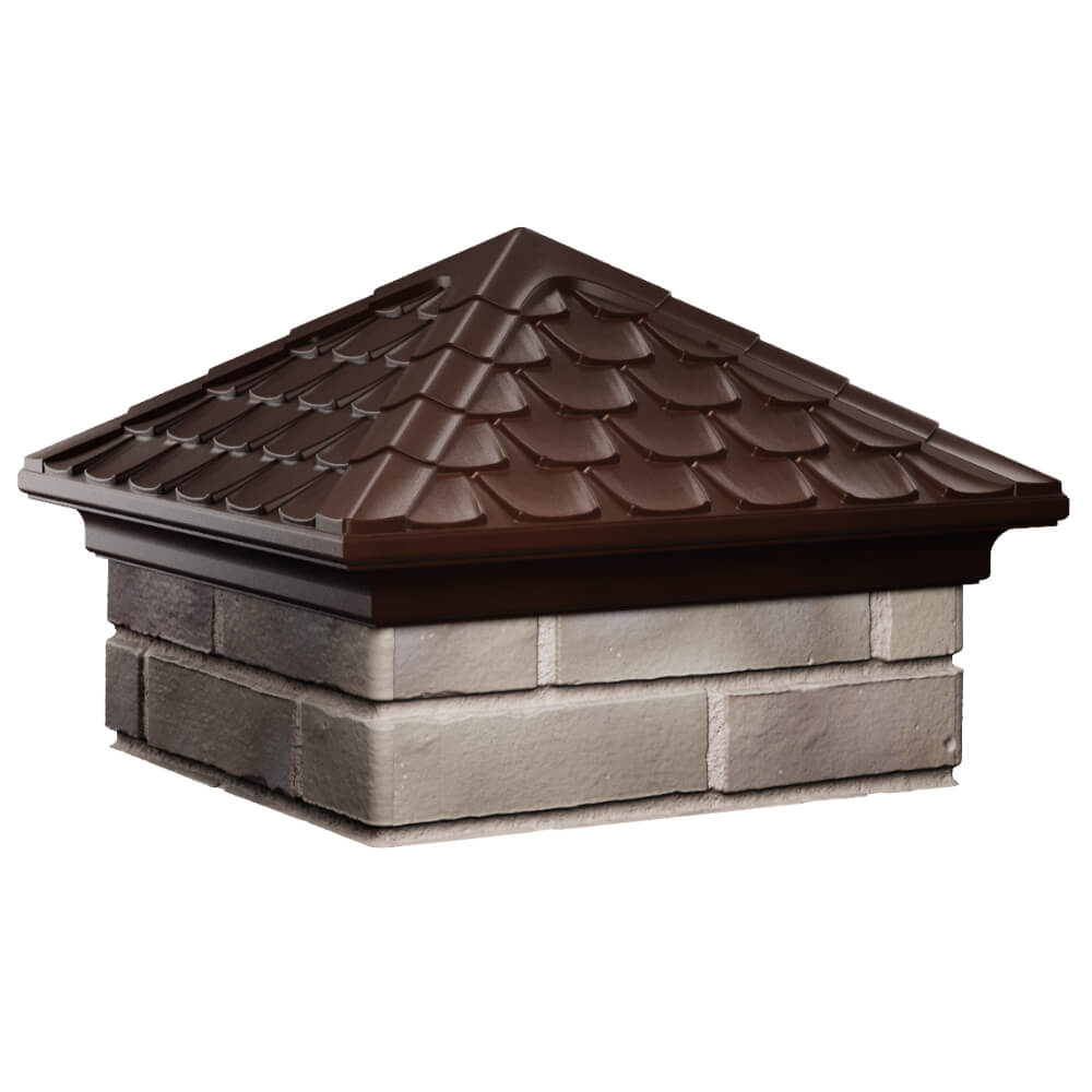 Колпак Zking Эльбрус Коричневый на столб 1.5х1.5 кирпича (385х385мм) в Тюмени фото