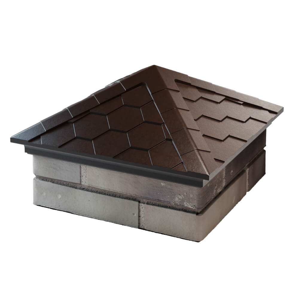Колпак Zking Эверест Коричневый на столб 1.5х1.5 кирпича (390х390мм) в Тюмени фото