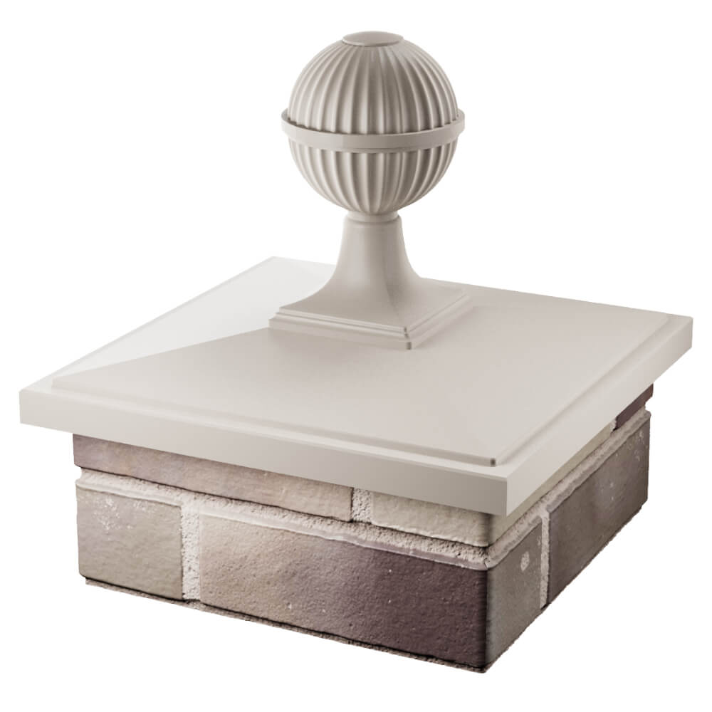 Колпак Zking БонаМоно Бежевый с шаром на столб 1.5х1.5 кирпича (385х385, 400х400мм) в сборе в Тюмени фото